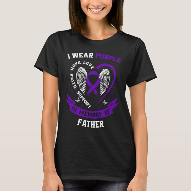T-shirt Je Porte Violet En Mémoire Du Père Papa Pancréatiq (Devant)