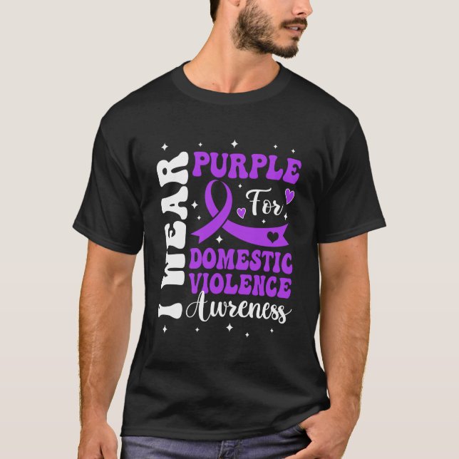 T-shirt Je Porte Violet Violence Domestique Hommes Femmes (Devant)