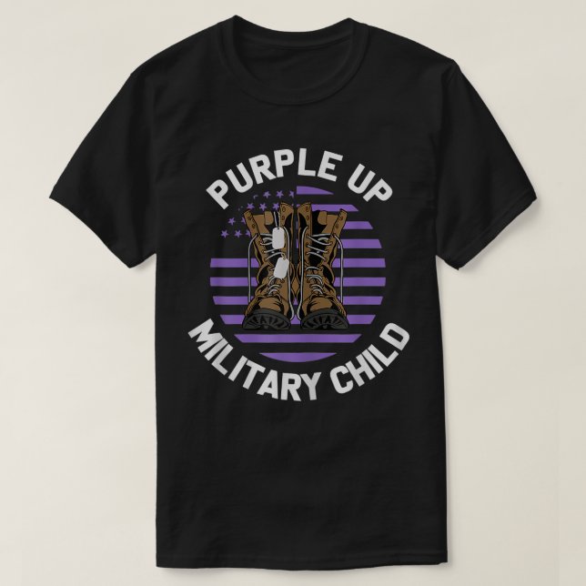 T-shirt Je pourpre le mois de l'enfant militaire Bottes US (Design devant)