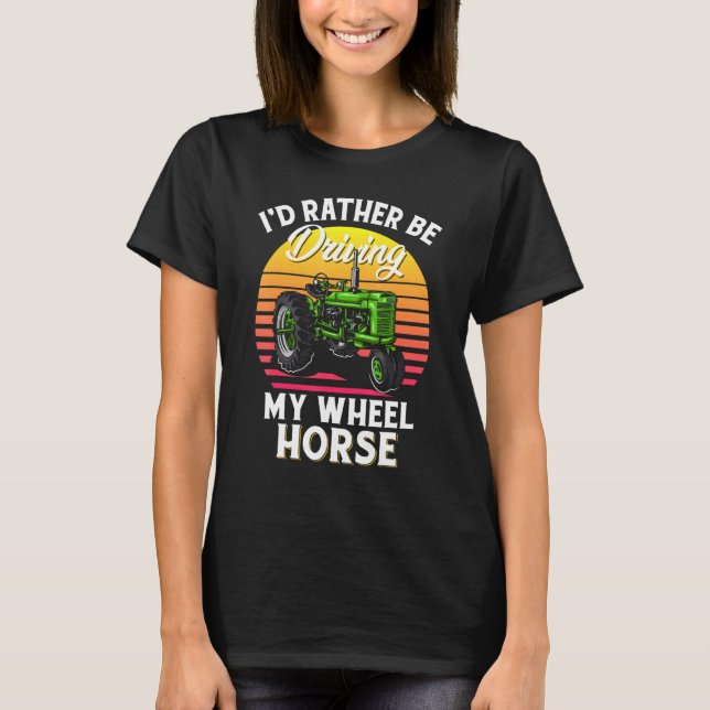 T-shirt Je Préfère Conduire Mon Cheval De Roue (Devant)