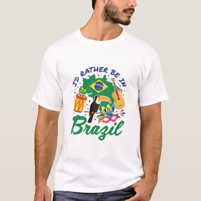 T-shirt Je préfère être au Brésil Voyage souvenir brésilie (Devant)