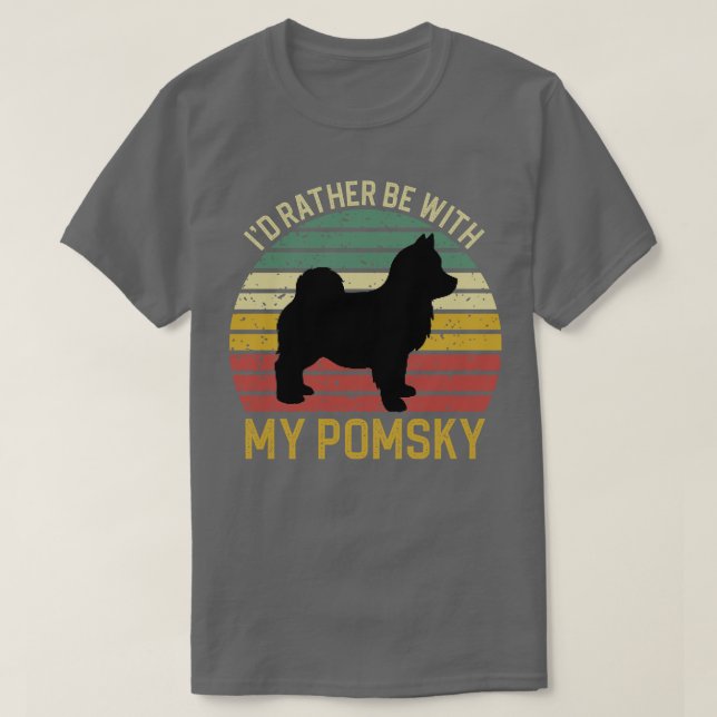 T-shirt Je Préfère Être Avec Mon Pomsky 2 (Design devant)