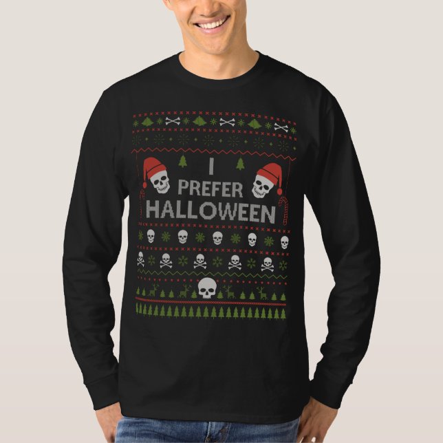 T-shirt Je Préfère Halloween Sweater de Noël Funny Ugly Xm (Devant)