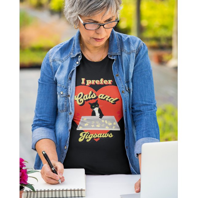 T-shirt Je préfère les chats et les jigsades (Créateur téléchargé)