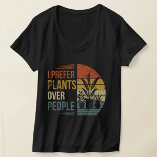 T-shirt Je préfère les plantes aux gens Femme col V