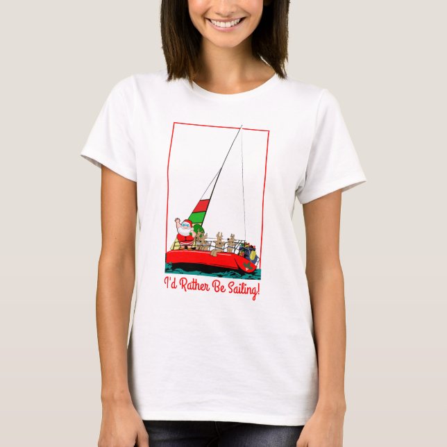 T-shirt Je préfère naviguer avec Père Noël à Noël (Devant)
