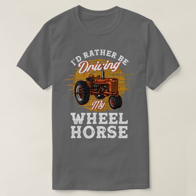 T-shirt Je Préférerais Conduire Mon Roue Cheval Ferme Cade (Design devant)