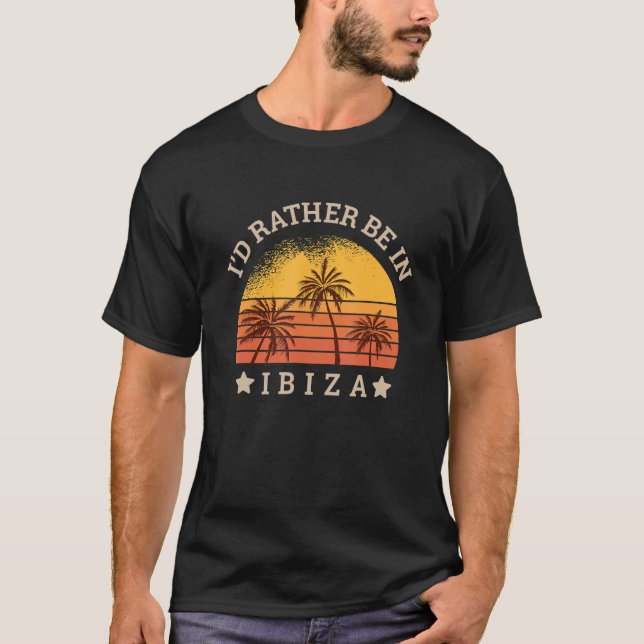 T-shirt Je préférerais être à Ibiza - rétro Rave Summer Pa (Devant)