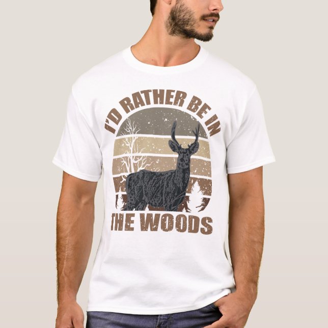 T-shirt Je préférerais être dans les bois (Devant)