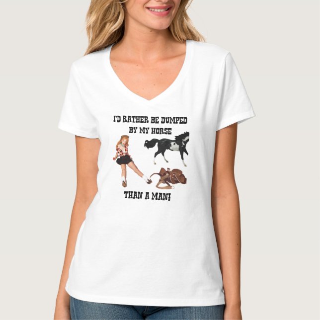 T-shirt Je préférerais être jetée par mon cheval plutôt qu (Devant)