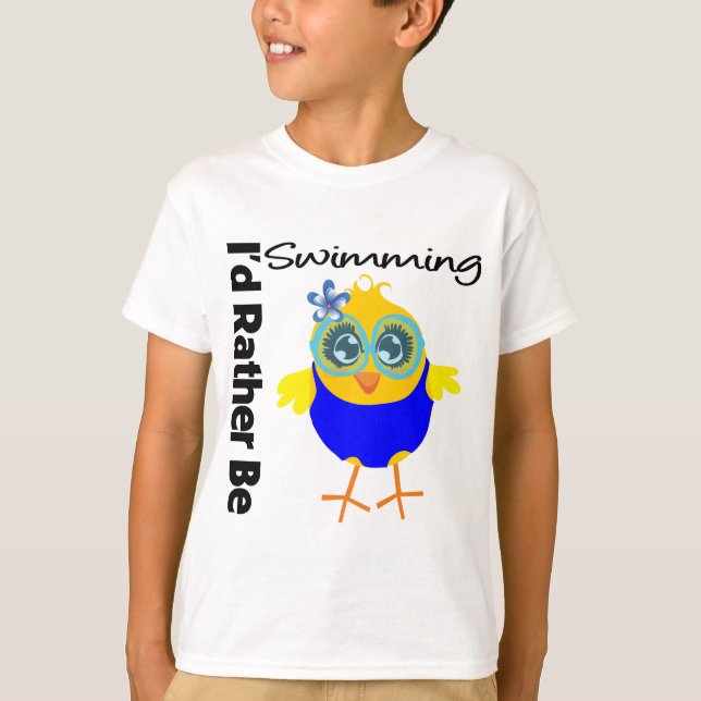 T-shirt Je Préférerais Être Nager Chick (Devant)