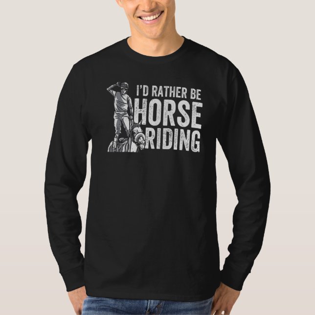 T-shirt Je Préférerais Faire Du Cheval Équitation Rider Éq (Devant)