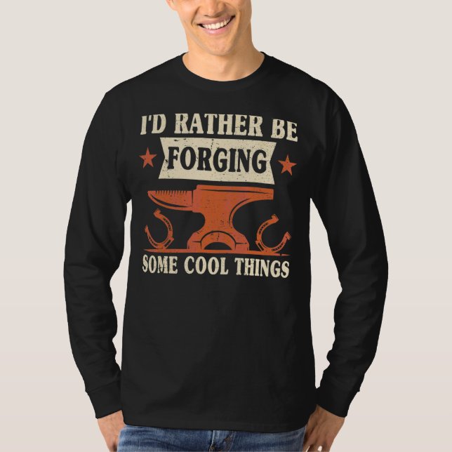 T-shirt Je Préférerais Forger Des Choses Cool Anvil Black (Devant)