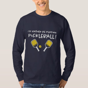 T-shirt Je Préférerais Jouer Pickleball Custom Name Blue