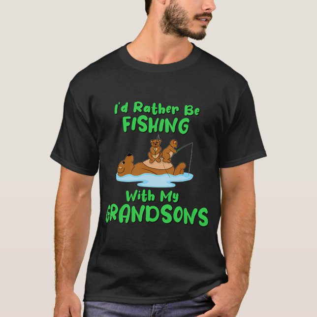 T-shirt Je préférerais pêcher avec mes petits-fils (Devant)