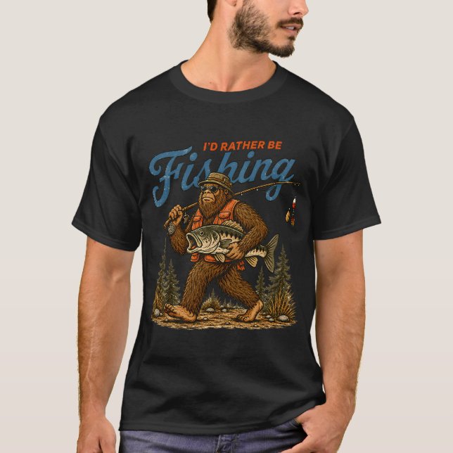 T-shirt Je préférerais pêcher Bigfoot (Devant)