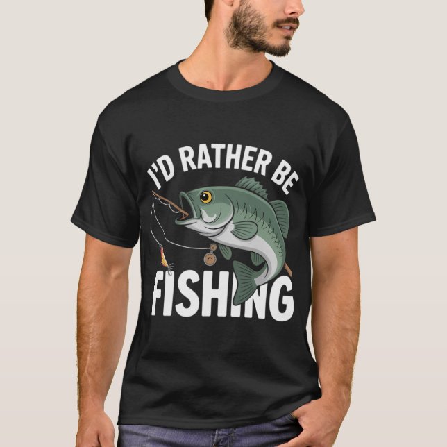 T-shirt Je préférerais pêcher - Conception de poisson bass (Devant)