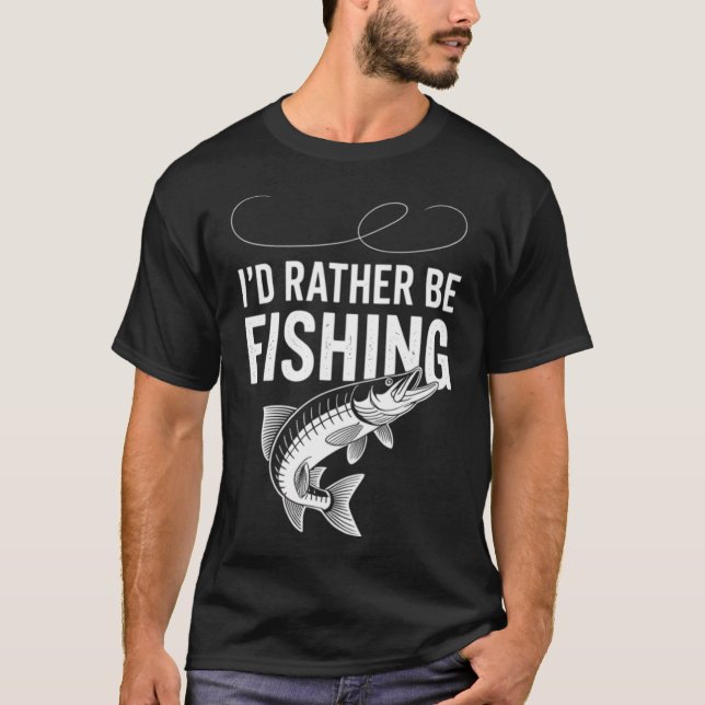 T-shirt Je préférerais pêcher - Conception de poisson bass (Devant)
