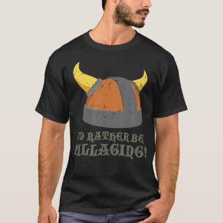 T-shirt Je Préférerais Pillager Viking Casque Norse