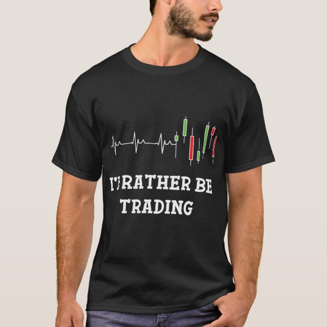 T-shirt Je Préférerais Trading Candlestick Heart Beat (Devant)