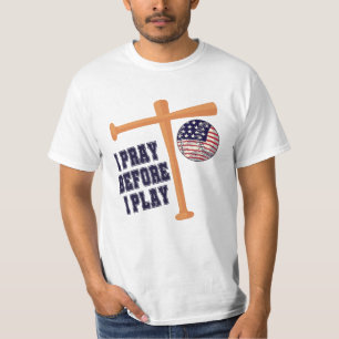 T-shirt Je prie avant de jouer à Basebal Game