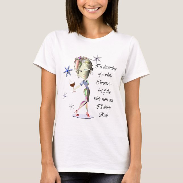 T-shirt Je rêve de Noël blanc, cadeaux drôles (Devant)