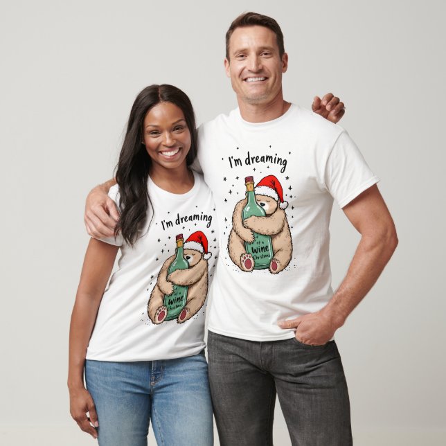 T-shirt Je rêve d'un Noël de vin (Unisexe)