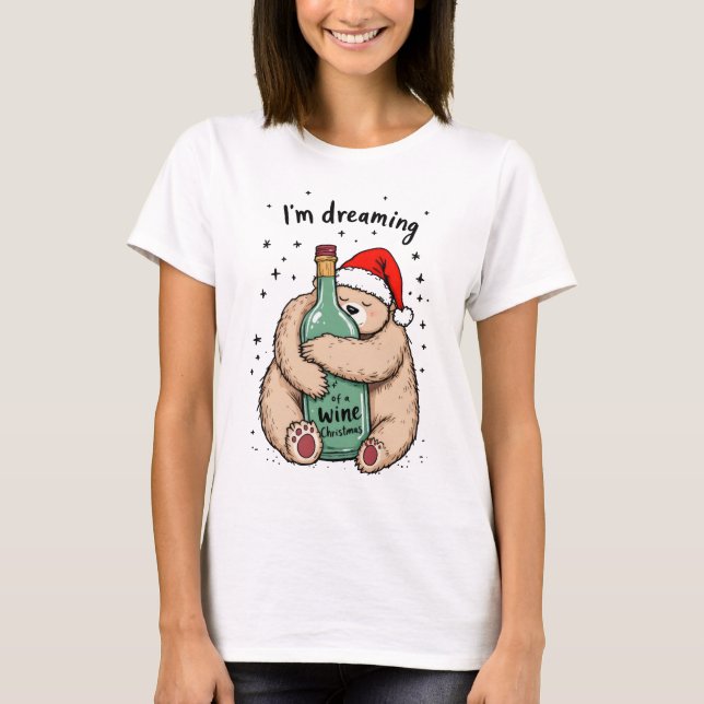 T-shirt Je rêve d'un Noël de vin (Devant)