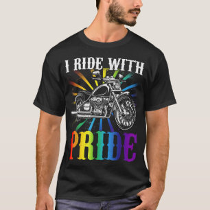 T-shirt Je roule avec fierté, gay biker, arc-en-ciel moto 