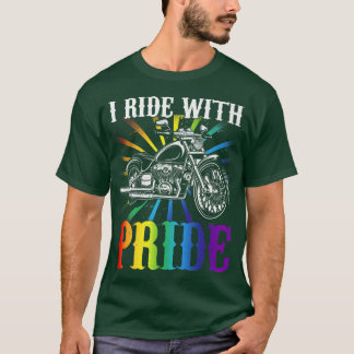 T-shirt Je roule avec fierté, gay biker, arc-en-ciel moto 