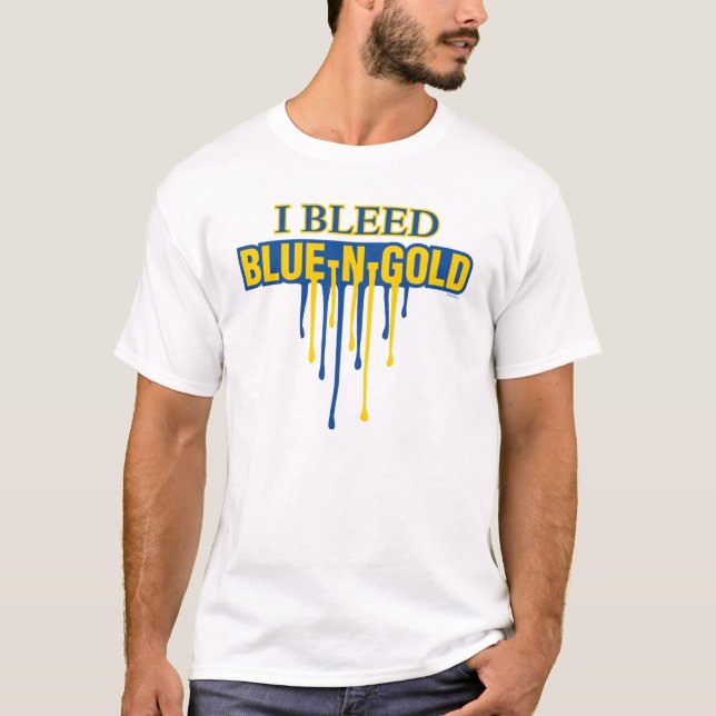 T-shirt Je saigne bleu et or (Devant)