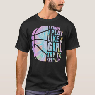 T-shirt Je sais que je joue comme une fille, essayez de su
