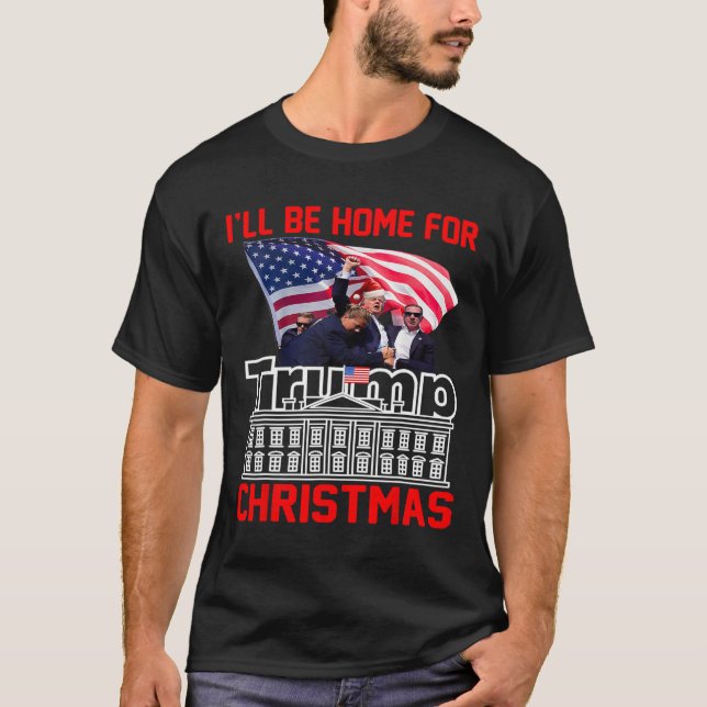 T-shirt Je serai à la maison pour Noël Père Noël drôle Tru (Devant)