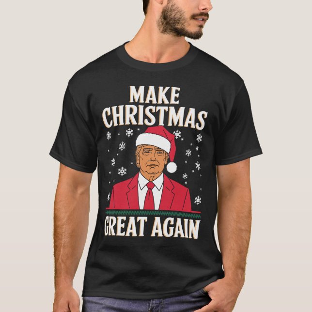 T-shirt Je serai à la maison pour Noël Père Noël Trump Xma (Devant)