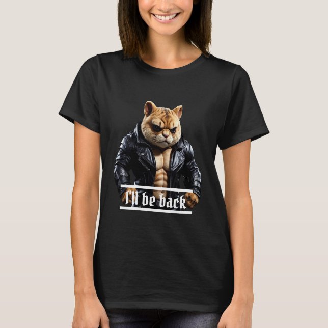 T-shirt Je serai de retour Terminator chat (Devant)