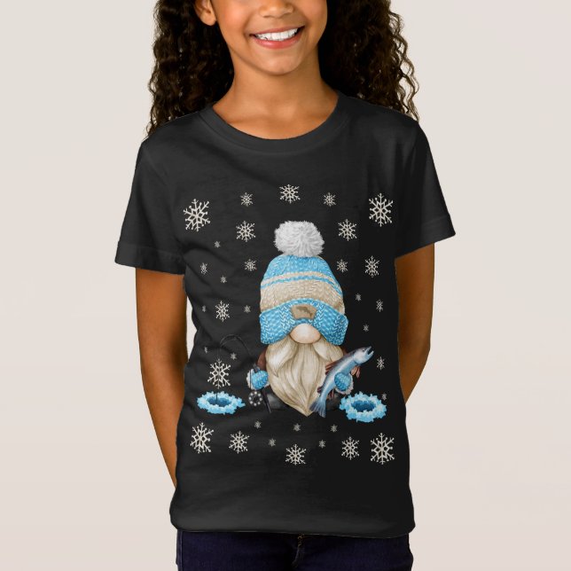 T-Shirt Je serai Gnome pour Noël. Gnome mignonne en Casque (Devant)