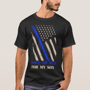 T-shirt Je soutiens le bleu pour mon fils Fière policier s