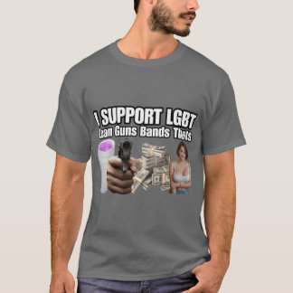 T-shirt Je soutiens LGBT Lean Guns Bandshots Acronyme Drôl