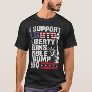 T-shirt Je Soutiens Lgbtq Liberty Guns Bible Trump Bbq