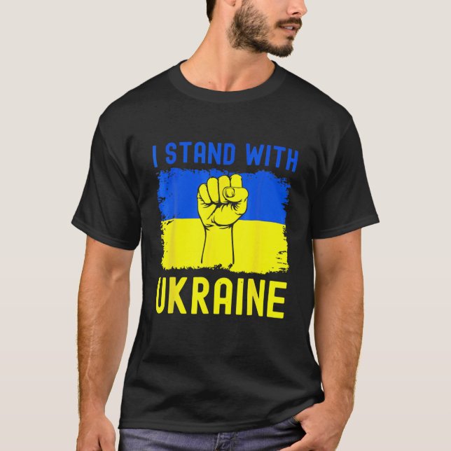 T-shirt Je soutiens l'Ukraine Drapeau ukrainien Hommes W (Devant)
