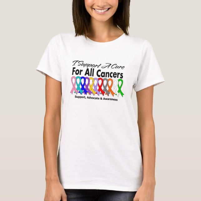 T-shirt Je soutiens un traitement pour tous les cancers (Devant)