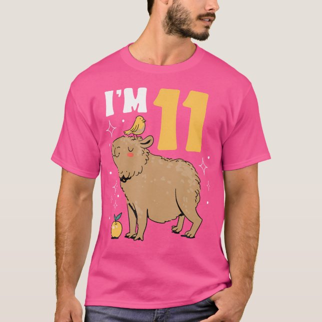 T-shirt Je Suis 11 Anniversaire Capybara 11E Anniversaire  (Devant)