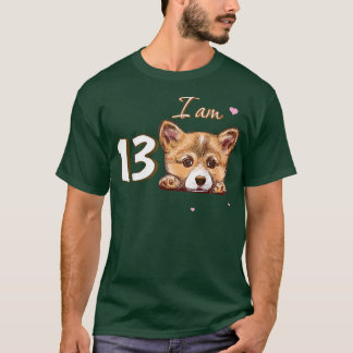 T-shirt Je suis 13 Corgi Cadeau pour 13e cadeau d'annivers