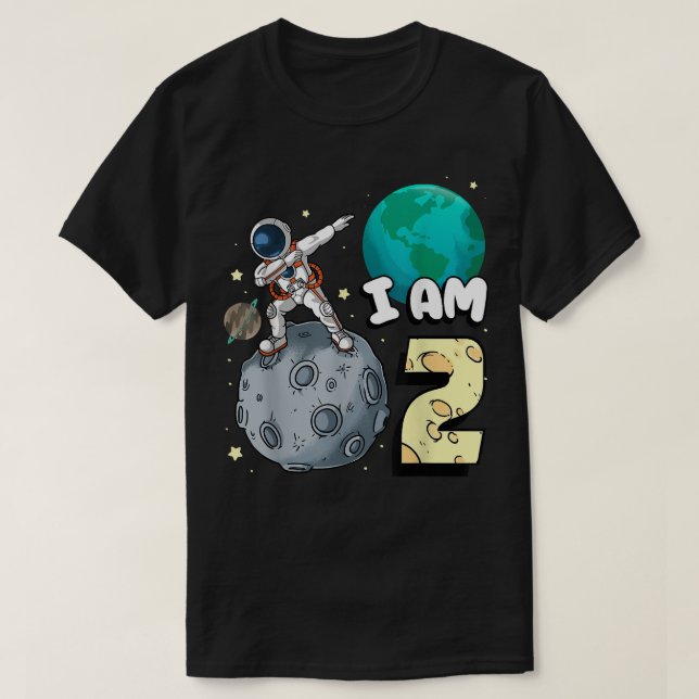 T-shirt Je suis 2 astronaute spatiale Kid Moon Walker 2e a (Design devant)