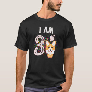 T-shirt Je Suis 3 Corgi Pour 3ème Anniversaire