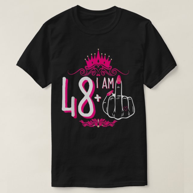 T-shirt Je Suis 48 Plus 1 Femme de la Couronne rose du doi (Design devant)