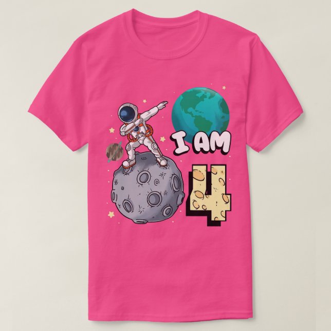 T-shirt Je suis 4 astronaute spatiale Kid Moon Walker 4e a (Design devant)