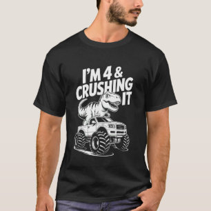 T-shirt Je suis 4 et j'écrase Dinosaur Monster Truck