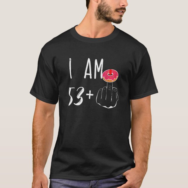 T-shirt Je Suis 53 Plus 1 Donut À Doigt Moyen Pour Un 54E  (Devant)