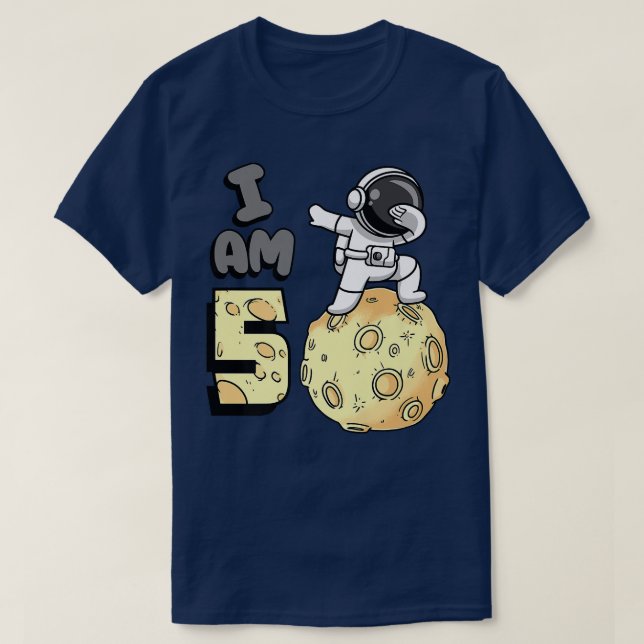 T-shirt Je suis 5 astronaute spatiale Kid Moon Walker 5e a (Design devant)